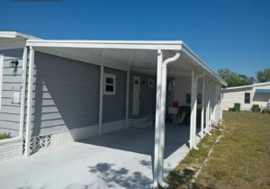 Aluminum carport installation for a mobile home in Southwest Florida