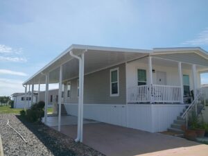Mobile home carport installation and exterior improvement project in Southwest Florida
